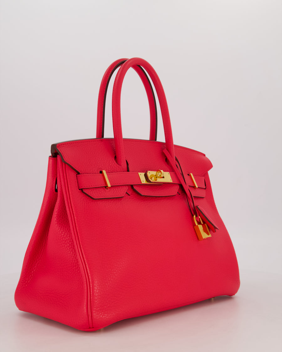 *RARE* Hermès Birkin 30 Retourne Bag in Rose Extreme Clemence Leather with Gold Hardware