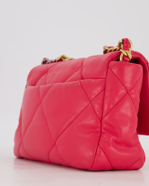 Chanel Small 19 Flap Bag in Fuschia Pink in Quilted Lambskin Leather with Mixed Hardware