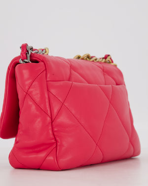 Chanel Small 19 Flap Bag in Fuschia Pink in Quilted Lambskin Leather with Mixed Hardware