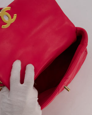 Chanel Small 19 Flap Bag in Fuschia Pink in Quilted Lambskin Leather with Mixed Hardware