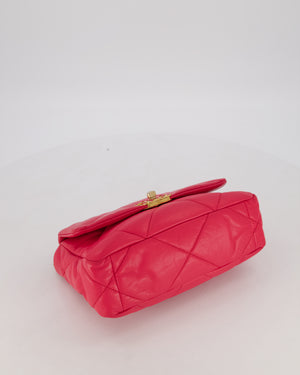 Chanel Small 19 Flap Bag in Fuschia Pink in Quilted Lambskin Leather with Mixed Hardware