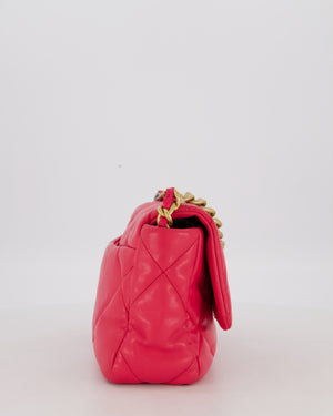 Chanel Small 19 Flap Bag in Fuschia Pink in Quilted Lambskin Leather with Mixed Hardware