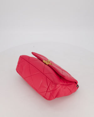Chanel Small 19 Flap Bag in Fuschia Pink in Quilted Lambskin Leather with Mixed Hardware