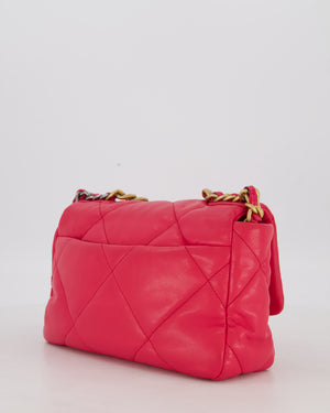 Chanel Small 19 Flap Bag in Fuschia Pink in Quilted Lambskin Leather with Mixed Hardware
