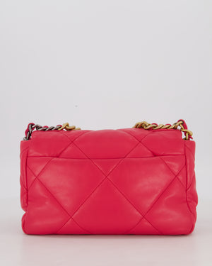 Chanel Small 19 Flap Bag in Fuschia Pink in Quilted Lambskin Leather with Mixed Hardware