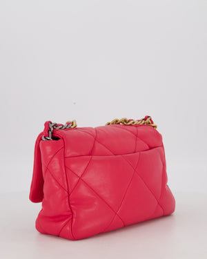 Chanel Small 19 Flap Bag in Fuschia Pink in Quilted Lambskin Leather with Mixed Hardware