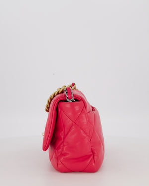 Chanel Small 19 Flap Bag in Fuschia Pink in Quilted Lambskin Leather with Mixed Hardware
