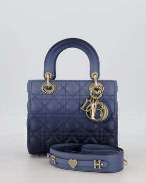 Christian Dior Small Lady Dior ABC Bag in Blue Ombre Gradient Cannage Lambskin Leather and Champagne Gold Hardware