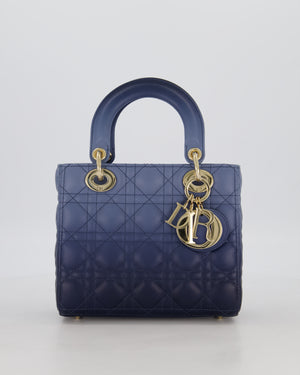 Christian Dior Small Lady Dior ABC Bag in Blue Ombre Gradient Cannage Lambskin Leather and Champagne Gold Hardware