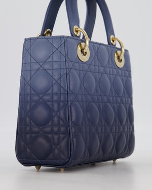 Christian Dior Small Lady Dior ABC Bag in Blue Ombre Gradient Cannage Lambskin Leather and Champagne Gold Hardware