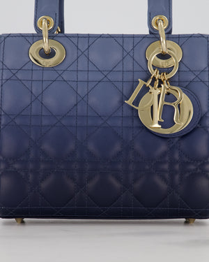 Christian Dior Small Lady Dior ABC Bag in Blue Ombre Gradient Cannage Lambskin Leather and Champagne Gold Hardware