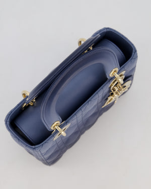 Christian Dior Small Lady Dior ABC Bag in Blue Ombre Gradient Cannage Lambskin Leather and Champagne Gold Hardware