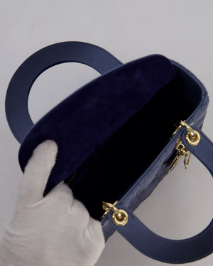 Christian Dior Small Lady Dior ABC Bag in Blue Ombre Gradient Cannage Lambskin Leather and Champagne Gold Hardware