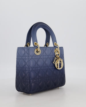 Christian Dior Small Lady Dior ABC Bag in Blue Ombre Gradient Cannage Lambskin Leather and Champagne Gold Hardware