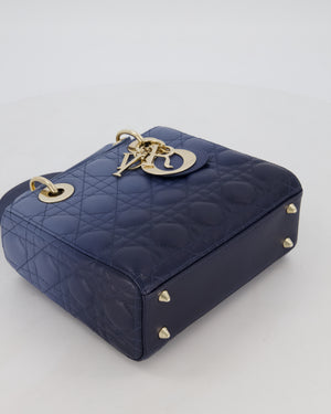 Christian Dior Small Lady Dior ABC Bag in Blue Ombre Gradient Cannage Lambskin Leather and Champagne Gold Hardware