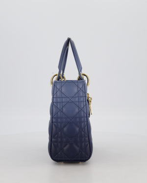 Christian Dior Small Lady Dior ABC Bag in Blue Ombre Gradient Cannage Lambskin Leather and Champagne Gold Hardware