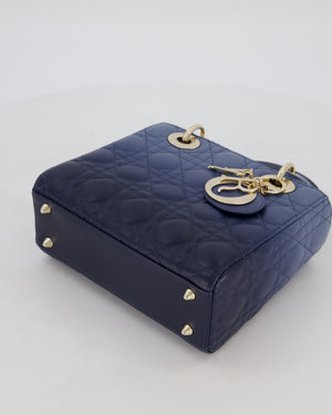 Christian Dior Small Lady Dior ABC Bag in Blue Ombre Gradient Cannage Lambskin Leather and Champagne Gold Hardware