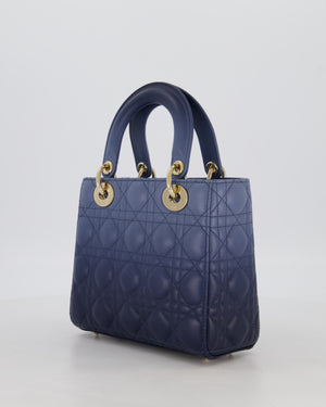 Christian Dior Small Lady Dior ABC Bag in Blue Ombre Gradient Cannage Lambskin Leather and Champagne Gold Hardware
