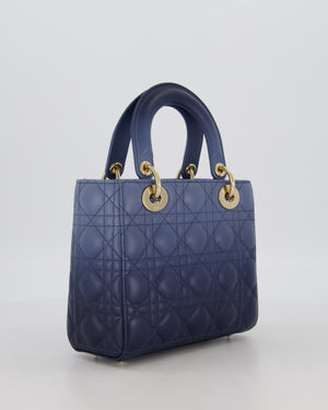 Christian Dior Small Lady Dior ABC Bag in Blue Ombre Gradient Cannage Lambskin Leather and Champagne Gold Hardware