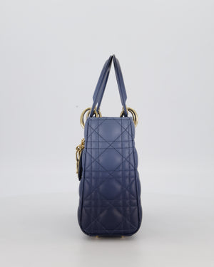 Christian Dior Small Lady Dior ABC Bag in Blue Ombre Gradient Cannage Lambskin Leather and Champagne Gold Hardware
