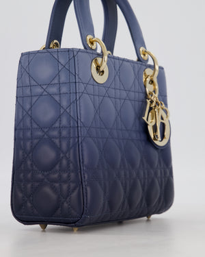Christian Dior Small Lady Dior ABC Bag in Blue Ombre Gradient Cannage Lambskin Leather and Champagne Gold Hardware