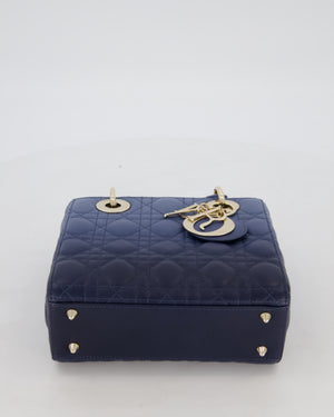 Christian Dior Small Lady Dior ABC Bag in Blue Ombre Gradient Cannage Lambskin Leather and Champagne Gold Hardware