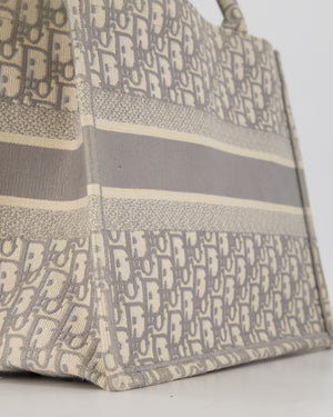 Christian Dior Grey and Ecru Medium Book Tote in Oblique Embroidery
