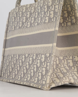 Christian Dior Grey and Ecru Medium Book Tote in Oblique Embroidery