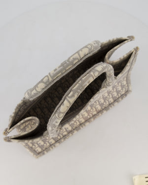 Christian Dior Grey and Ecru Medium Book Tote in Oblique Embroidery