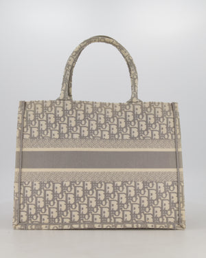 Christian Dior Grey and Ecru Medium Book Tote in Oblique Embroidery