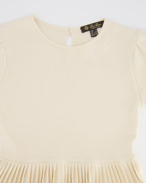 Loro Piana Kids Cream Stardust Dress with Pleated Skirt Size 8 years RRP £900