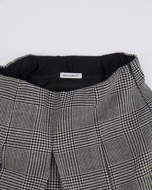 Dolce & Gabbana Kids Black and White Houndstooth Mini Wool Skirt with Logo Size 8 years RRP £350