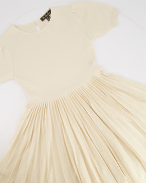 Loro Piana Kids Cream Stardust Dress with Pleated Skirt Size 8 years RRP £900