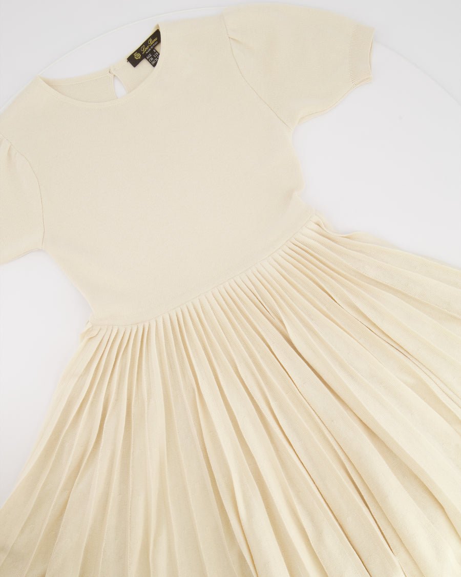 Loro Piana Kids Cream Stardust Dress with Pleated Skirt Size 8 years RRP £900