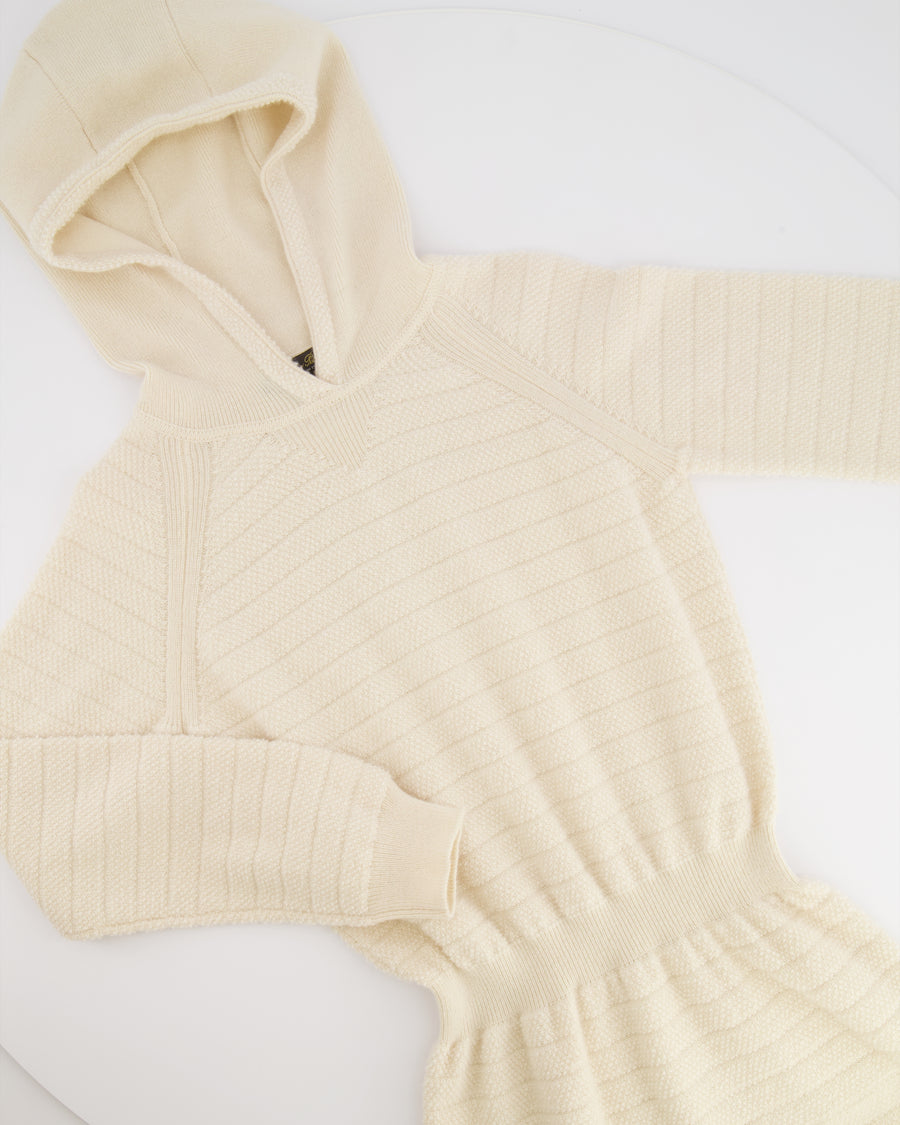 Loro Piana Kids Cream Cashmere Hooded Long-Sleeve Dress Size 8 years RRP £900