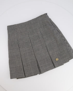 Dolce & Gabbana Kids Black and White Houndstooth Mini Wool Skirt with Logo Size 8 years RRP £350