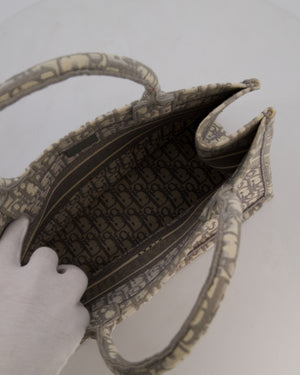 Christian Dior Grey and Ecru Medium Book Tote in Oblique Embroidery