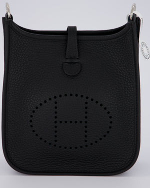 Hermès Mini Evelyne 16 Bag in Noir Clemence Leather with Palladium Hardware