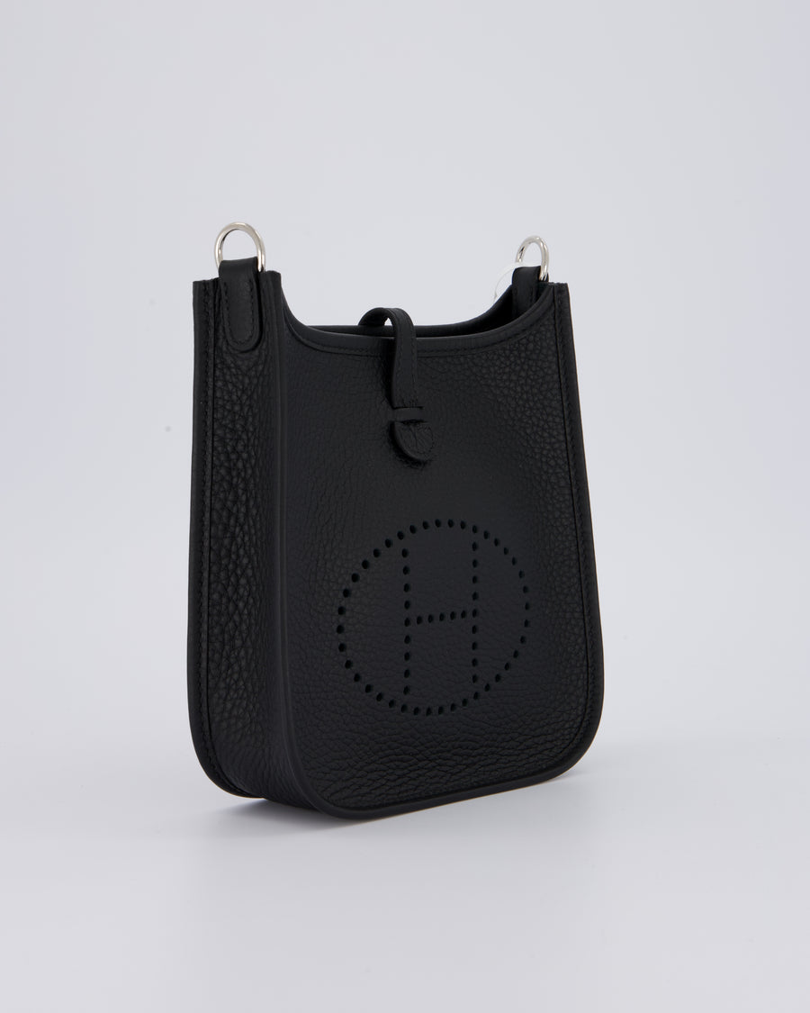 Hermès Mini Evelyne 16 Bag in Noir Clemence Leather with Palladium Hardware