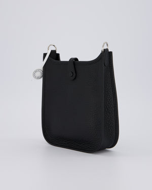 Hermès Mini Evelyne 16 Bag in Noir Clemence Leather with Palladium Hardware