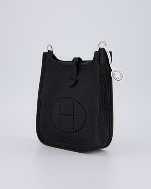 Hermès Mini Evelyne 16 Bag in Noir Clemence Leather with Palladium Hardware