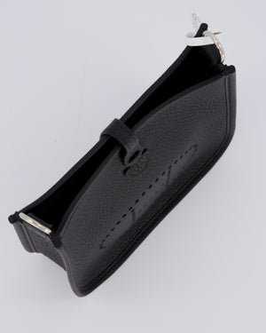 Hermès Mini Evelyne 16 Bag in Noir Clemence Leather with Palladium Hardware