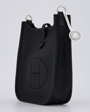 Hermès Mini Evelyne 16 Bag in Noir Clemence Leather with Palladium Hardware