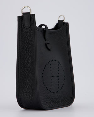 Hermès Mini Evelyne 16 Bag in Noir Clemence Leather with Palladium Hardware