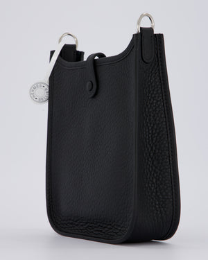 Hermès Mini Evelyne 16 Bag in Noir Clemence Leather with Palladium Hardware
