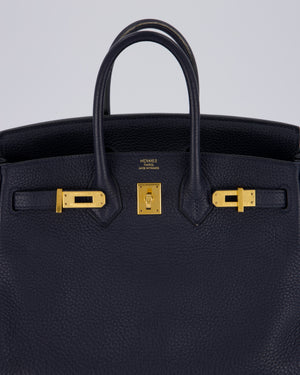 *FIRE PRICE* Hermès Birkin 25 Retourne Bag in Bleu Nuit Togo Leather with Gold Hardware