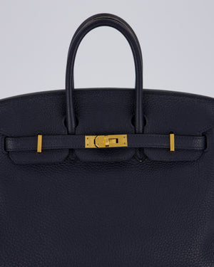 *FIRE PRICE* Hermès Birkin 25 Retourne Bag in Bleu Nuit Togo Leather with Gold Hardware