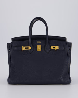 *FIRE PRICE* Hermès Birkin 25 Retourne Bag in Bleu Nuit Togo Leather with Gold Hardware