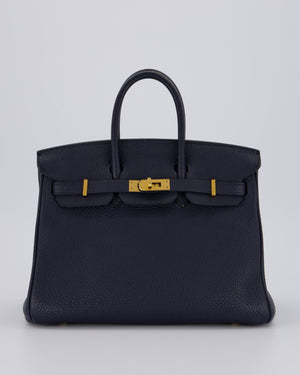 *FIRE PRICE* Hermès Birkin 25 Retourne Bag in Bleu Nuit Togo Leather with Gold Hardware