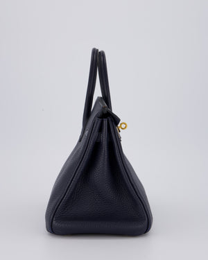 *FIRE PRICE* Hermès Birkin 25 Retourne Bag in Bleu Nuit Togo Leather with Gold Hardware